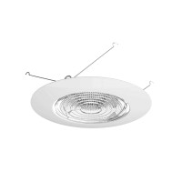 Nicor Lighting 6 Inch White Recessed Shower Trim With Glass Fresnel Lens (17502)