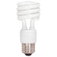 Satco S7217 13-Watt Medium Base T2 Mini Spiral, 2700K, 120V, Equivalent To 60-Watt Incandescent Lamp For Enclosed Fixtures,White