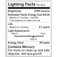 Satco S7398 85 Watt (350 Watt) 5700 Lumens Hi-Pro Spiral Cfl Bright White 4100K Medium Base 120 Volt Light Bulb