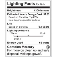 Satco S7387 65 Watt (300 Watt) 4300 Lumens Hi-Pro Spiral Cfl Soft White 2700K Mogul Base 120 Volt Light Bulb