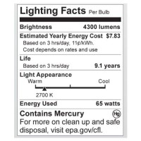 Satco S7387 65 Watt (300 Watt) 4300 Lumens Hi-Pro Spiral Cfl Soft White 2700K Mogul Base 120 Volt Light Bulb