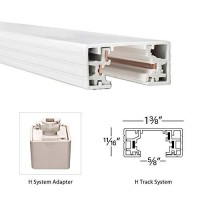 Wac Lighting Ht6-Wt 120V 6 Foot H Track With Mounting Hardware, Single Circuit, White