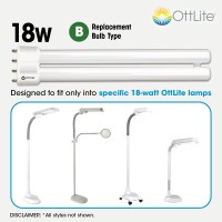 Ottlite 18W Replacement Tube Light Bulb - Compact Fluorescent Light Bulbs Replacement - Bright Natural Daylight For Bedroom & Living Room - Low Heat & Glare Type B Light Bulb For Reduced Eyestrain