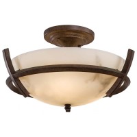 Minka Lavery 687-14, Calavera Round Semi Flush Ceiling Lighting, 3 Light, 120 Total Watts, Nutmeg