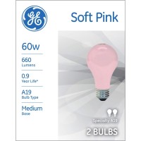 Ge Lighting Available 97483 60-Watt 675-Lumen Party A19 Light Bulb, Pink, 2-Pack, 2 Count (Pack Of 1)