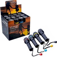 Barton Outdoors Led Flashlights - 3 Bright Bulbs Each - Easy On/Off Switch - Water-Resistant Rubberized Case -Wrist Strap - Box Of 12 - Ready For Countertop Display