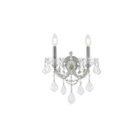 Product DescriptionElegant Lighting 2800W2C Maria Theresa 2Light Crystal Wall Sconce Finished in Chrome with Clear Crystals Elegant Lighting 2800W2C Features Base Finish Chrome with Clear Crystal Choose from Royal Cut Elegant Cut Swarovski Spectra or Swar