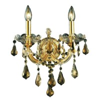 Product DescriptionElegant Lighting 2801W2GGT Maria Theresa 2Light Crystal Wall Sconce Finished in Gold with Smoky Golden Teak CrystalsElegant Lighting 2801W2GGT FeaturesBase Finish Gold with Smoky Golden Teak CrystalChoose from Royal Cut or Swarovski Ele