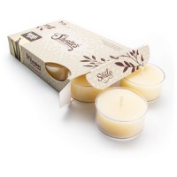 Vanilla Bean Premium Tealight Candles - 6 Beige Highly Scented Tea Lights - Beautiful Candlelight - Made In The Usa - Bakery & Food Collection