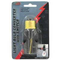 Light bulb converter installs easily and includes a pull chain to turn the bulb on and off Materials Metal plastic Colors Black gold