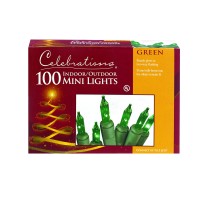 Celebrations Mini Light Set 100 Lights Green 18 Ul Fuse Ace No 9802315