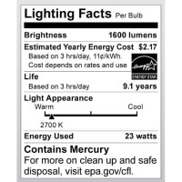 Satco S8206 23 Watt (100 Watt) 1600 Lumens Mini Spiral Cfl Soft White 2700K Gu24 Base Light Bulb