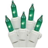 Vickerman Set Of 50 Green Mini Christmas Lights - White Wire