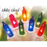 100 Holiday Mini Lights White Wired With Multi Colored Bulbs 22 Feet Steady Burn Or 2 Way Flash