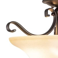 Vaxcel Monrovia 17-In W Bronze Bowl Semi Flush Mount Ceiling Light Cognac Glass