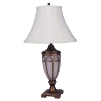 Ore International 8332Tg 30Inch Table Lamp With Night Light Antique Brass And Frosted Glass