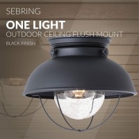 Sea Gull Lighting 8869-12 Sebring Transitional One-Light Outdoor Ceiling Flush Mount Outside Fixture, Black Finish