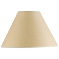 It is a kraft paper shade It has top diameter of 6 12 inches and a bottom dimension of 14 inches It has a side slant of 9 14 inches