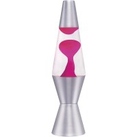 Lava The Original 11.5-Inch Silver Base Lamp With Pink Wax In Clear Liquid