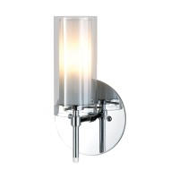 Alico Industries Bv671-90-15 Tubolaire Collection 1-Light Wall Sconce, Chrome Finish With Clear Outer And Frosted Inner Glass, 9.5 X 1 X 5