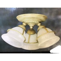 Three Light Flush Mount In Roman Gold