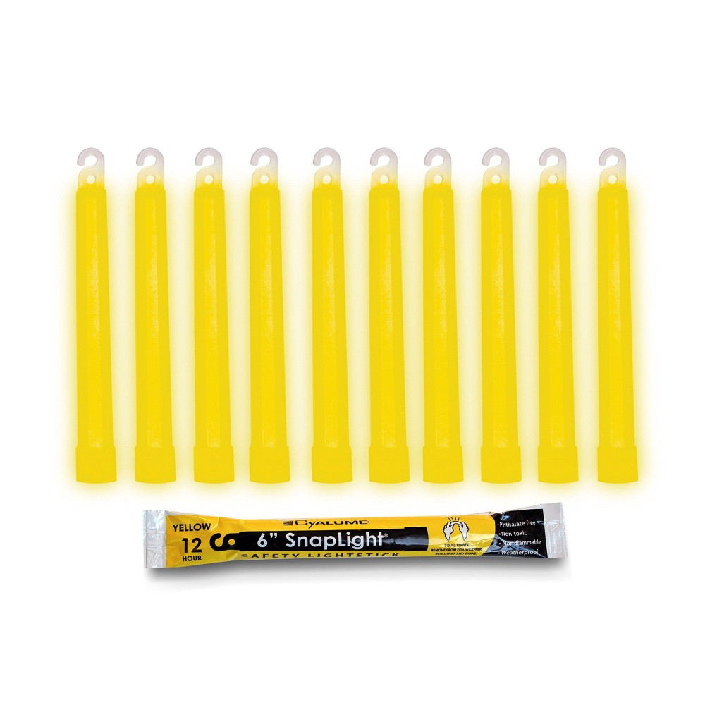 Cyalume Yellow Emergency Glow Sticks - Premium 6Ͽ