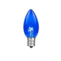 Novelty Lights Incandescent Replacement Bulbs - Outdoor Individual Bulbs For Events, Holiday Parties, Patios, And More - C7/E12 Candelabra Base, 5 Watt Lights (Blue, 25 Pack)