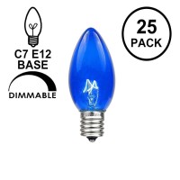 Novelty Lights Incandescent Replacement Bulbs - Outdoor Individual Bulbs For Events, Holiday Parties, Patios, And More - C7/E12 Candelabra Base, 5 Watt Lights (Blue, 25 Pack)