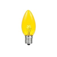 Novelty Lights Christmas Replacement Bulbs - Outdoor Individual Bulbs For Events, Holiday Parties, Patios, And More - C7/E12 Candelabra Base, 5 Watt Lights (Yellow, 25 Pack)