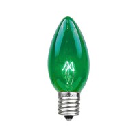 Novelty Lights Incandescent Christmas Replacement Bulbs - Indoor/Outdoor Individual Bulbs For Christmas Tree, Display, & More - C9/E17 Intermediate Base, 7 Watt Lights (Green, 25 Pack)