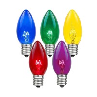 Novelty Lights 25 Pack C9 Twinkle Outdoor Christmas Replacement Bulbs, Multi, E17/C9 Intermediate Base, 7 Watt