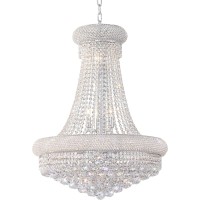 1800 Primo Collection Hanging Fixture D24in H32in Lt14 Chrome Finish Royal Cut Crystals This classic elegant Empire series is flowing with symmetry creating a dramatic explosion of brilliance Primo is a dynamic collection of chandeliers that add decorativ