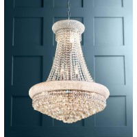 1800 Primo Collection Hanging Fixture D24in H32in Lt14 Chrome Finish Royal Cut Crystals This classic elegant Empire series is flowing with symmetry creating a dramatic explosion of brilliance Primo is a dynamic collection of chandeliers that add decorativ