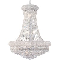 1800 Primo Collection Hanging Fixture D24in H32in Lt14 Chrome Finish Royal Cut Crystals This classic elegant Empire series is flowing with symmetry creating a dramatic explosion of brilliance Primo is a dynamic collection of chandeliers that add decorativ