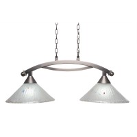 Bow 2 Light Island Light Shown In Brushed Nickel Finish With 12 Frosted Crystal Glass