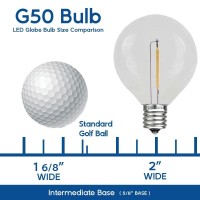 Novelty Lights Incandescent G50 Globe Replacement Bulbs - Outdoor Individual Bulbs For Events, Holiday Parties, Patios, And More - E17/C9 Intermediate Base, 7 Watt Lights (Frosted White, 25 Pack)