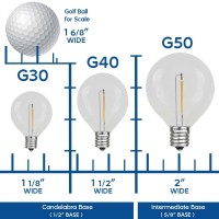 Novelty Lights Incandescent G50 Globe Replacement Bulbs - Outdoor Individual Bulbs For Events, Holiday Parties, Patios, And More - E17/C9 Intermediate Base, 7 Watt Lights (Frosted White, 25 Pack)