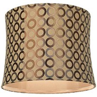 Copper Circles Medium Drum Lamp Shade 13 Top X 14 Bottom X 11 High (Spider) Replacement With Harp And Finial - Springcrest