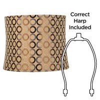 Copper Circles Medium Drum Lamp Shade 13 Top X 14 Bottom X 11 High (Spider) Replacement With Harp And Finial - Springcrest