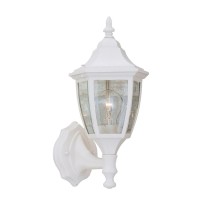 Designers Fountain 2462-Wh Builder Cast Aluminum Collection 1-Light Exterior Wall Lantern, White Finish With Clear Beveled Glass