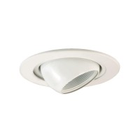 Jesco Lighting Tm405Wh 4Inch Aperture Low Voltage Trim Recessed Light Adjustable Eyeball With Step Baffle White Finish