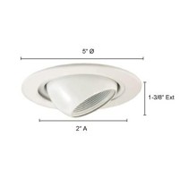 Jesco Lighting Tm405Wh 4Inch Aperture Low Voltage Trim Recessed Light Adjustable Eyeball With Step Baffle White Finish