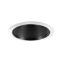 Jesco Lighting Tm609Bkwh 6Inch Aperture Line Voltage Trim Recessed Light Step Baffled Trim Black Finish With White Trim