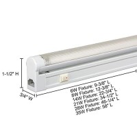 Jesco Lighting Sg5-8/30-W Sleek Plus Classic Grounded 8-Watt T5 Light Fixture, 3000K Color, White Finish