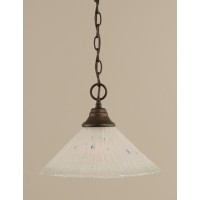 Chain Hung Pendant Shown In Bronze Finish With 12 Frosted Crystal Glass