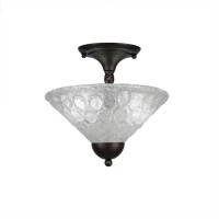 Semi-Flush With 2 Bulbs Shown In Bronze Finish With 12 Italian Bubble Glass