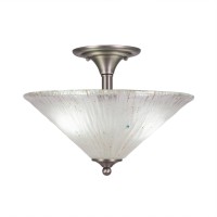 Semi-Flush With 2 Bulbs Shown In Brushed Nickel Finish With 16 Frosted Crystal Glass