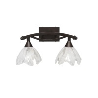 Bow 2 Light Bath Bar Shown In Bronze Finish With 7 Italian Ice Glass