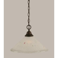 Chain Hung Pendant Shown In Bronze Finish With 16 Frosted Crystal Glass