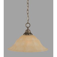 Chain Hung Pendant Shown In Brushed Nickel Finish With 16 Amber Marble Glass